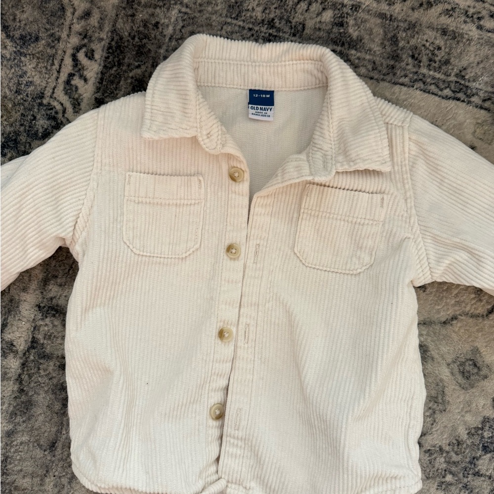 Old Navy Baby or Toddler Button Down Corduroy Shirt Ivory / Cream 12-18M